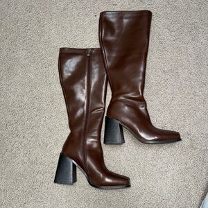 Princess Polly Knee Boots Brown 6